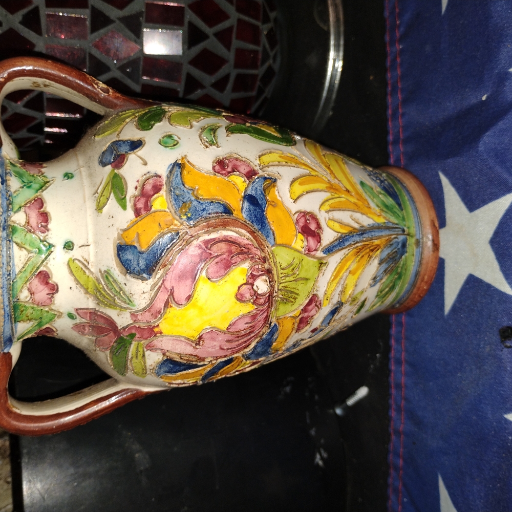 Yellow and Blue Ceramic Art Vase